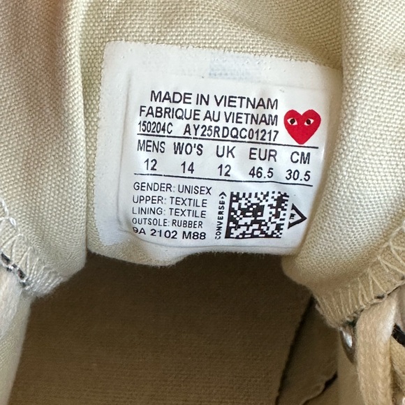 Custom Converse X Play Comme Des Garçon Chuck 70 Black Color Men’s Size 12 - Picture 7 of 7